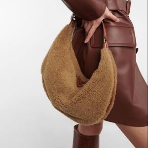 STAUD Genuine Fur Sasha Large Shearling Shoulder Bag